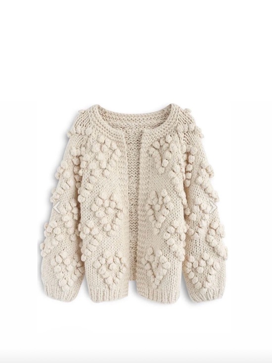 Chicwish Sweaters - Chicwish Wool Blend Knit Your Love Ivory Pom-Pom Chunky Open Cardigan